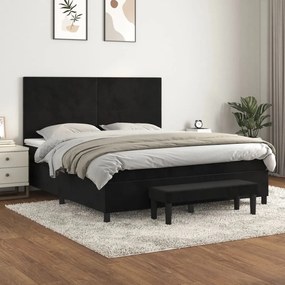 Posteľný rám boxspring s matracom čierny 160x200 cm zamat 3137733