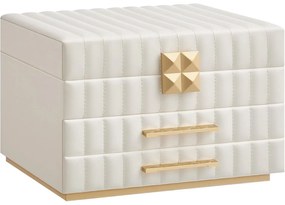 Šperkovnica so zrkadlom 3 úrovne, úložný priestor na šperky 2 zásuvky, biela