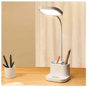 Stolná lampa Platinet 5 W, batéria + kalíšok + USB, biela