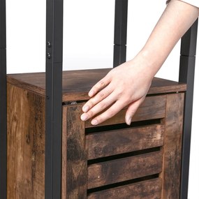 Vysoká skrinka s 3 policami a lamelovými dvierkami, rustikálna hnedá