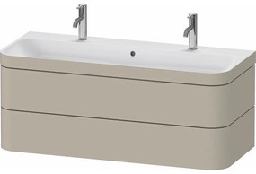 DURAVIT Happy D.2 Plus c-bonded závesná skrinka s nábytkovým umývadlom s dvomi otvormi, 2 zásuvky, 1175 x 490 x 480 mm, taupe matná lakovaná, HP4640O60600000