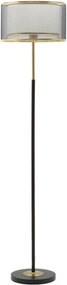 Čierna/v zlatej farbe stojacia lampa s textilným tienidlom (výška 153 cm) Levels – Mauro Ferretti