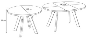 OKRÚHLY ROZKLADACÍ JEDÁLENSKÝ STÔL EWALD BIELY LESK 100/140 cm