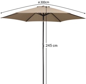 InternetovaZahrada Záhradný slnečník Ø300 cm - taupe