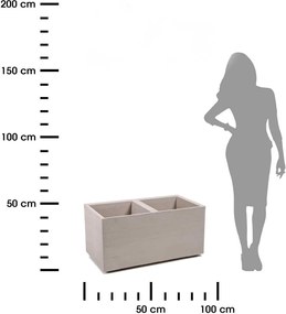 PLASTOVÝ KVETINÁČ NA KOLIESKACH BETONIQUE 39X39X78 CM DREVENÝ DEKOR BÉŽOVÁ