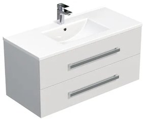 Kúpeľňová skrinka s umývadlom SAT Cube Way 100x53x46 cm biely lesk CUBE461002BIMOD, 1 ks
