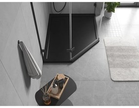 Mexen Flow, päťuholníková sprchová vanička slim 100 x 80 cm, pravá, čierna matná, 46P708010R
