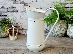 Krémový antik dekoračný plechový džbán Joug - 23*13*30 cm