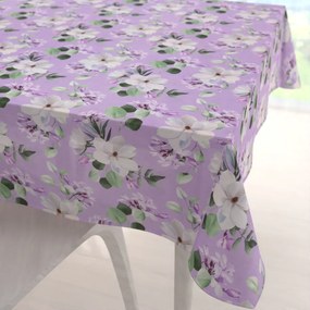 Biante Dekoračný štvorcový obrus PML-044 Kvety magnólie na fialovom 70x70 cm