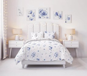 Bavlněné povlečení Primavera 001 160x200 cm + 2x 70x80 cm bílé/šedé