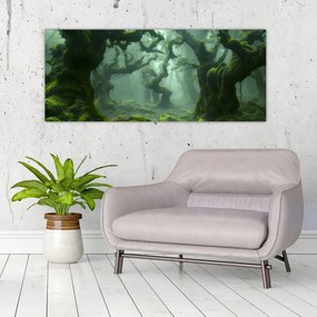 Obraz - Les prerastený machom (120x50 cm)