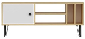 Biely/prírodný TV stolík v dekore duba 120x52 cm Arven - Kalune Design