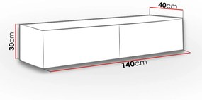 Televízny stolík 140 cm ASHTON - šedý / lesklý šedý
