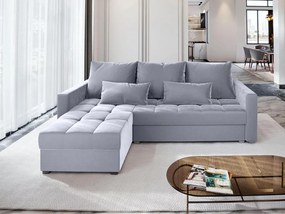 AKCIA Svetlosivá rozkladacia rohová pohovka ZENOVA 220x140 cm, obojstranná II. akosť