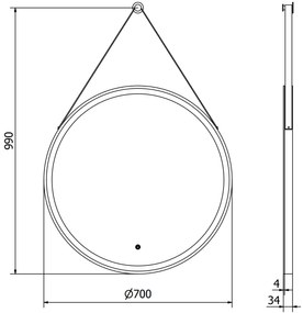 Mexen Reni, LED kúpeľňové zrkadlo s podsvietením 70x70 cm, 6000K, čierny rám, ochrana proti zahmlievaniu, 9812-070-070-611-70