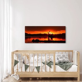 Obraz - Rybári na jazere (120x50 cm)
