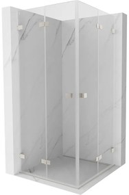 Mexen Lunar-F Duo, skladací sprchový kút 75 x 75 cm, 8mm číre sklo, oceľový profil, 836-075L-075P-97-00