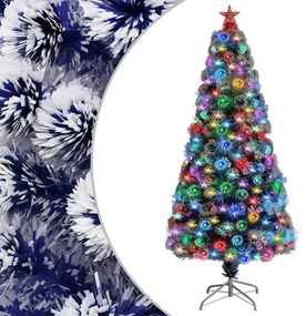 Umelý vianočný stromček s LED biela a modrá 150 cm optické vlákno 328456