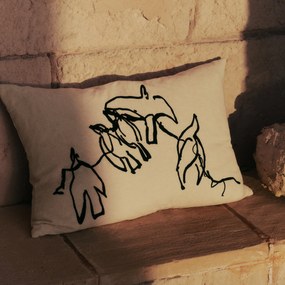 Ferm Living Poťah na vankúš s výšivkou Vuelo Natural 40 x 60 cm