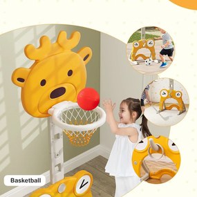 4 v 1 nastaviteľný basketbalový kôš s hádzaním krúžkov, oranžový