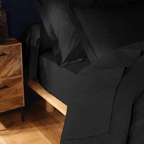 Čierna napínacia bavlnená plachta 180x200 cm Lina – douceur d'intérieur