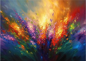 Sklenený obraz - Abstrakcia kvetov (70x50 cm)