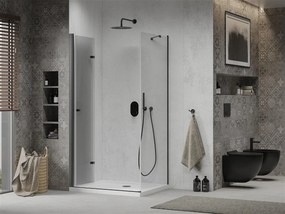 Mexen Lima, sprchovací kút so skladacími dverami 100 (dvere) x 110 (stena) cm, 6mm číre sklo, čierny profil + slim sprchová vanička biela s čiernym sifónom, 856-100-110-70-00-4010B