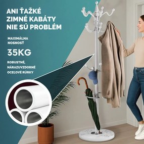 Stojanový vešiak TENZY s mramorovým podstavcom, 37x173cm, biela Casaria