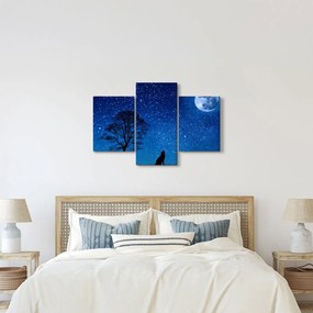 Obraz vlka vyjúci na mesiac (90x60 cm)