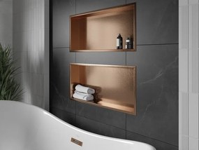 Mexen X-Wall-R, polica na zapustenie s prírubou  75 x 30 cm, medená matná - 19C0753010