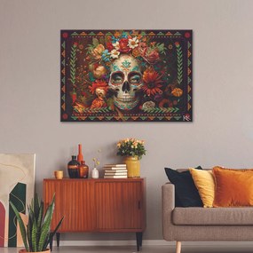 Gario Obraz na plátne Farebná lebka s kvetmi Rozmery: 60 x 40 cm