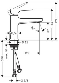 Hansgrohe Metropol, umývadlová batéria 100 s výpustom Push-Open, čierna matná, 32500670