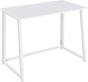 Set do pracovne ZARIMO stôl 80x40 cm, biela + kreslo AVOLA VELVET, tmavoružové