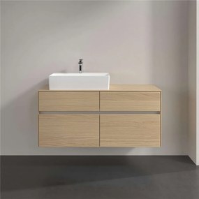 VILLEROY &amp; BOCH Collaro závesná skrinka pod umývadlo na dosku (umývadlo vľavo), 4 zásuvky, 1200 x 500 x 548 mm, Nordic Oak, C12900VJ