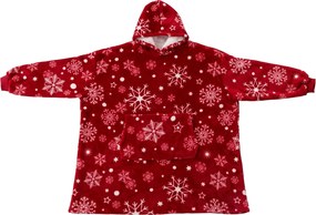 Baránková mikinová deka s rukávmi a kapucňou SNOWFALL, červená