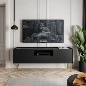 TV stolík EUROPA čierna + čierny mramor