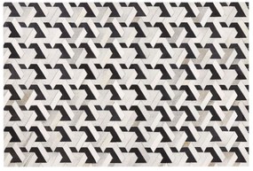 Kožený koberec 140 x 200 cm sivá/čierna NARMAN Beliani