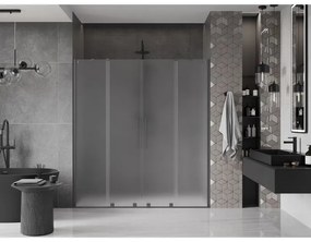 Mexen Velar Duo, posuvné sprchové dvere do otvoru 200 cm, 8mm sklo námraza, brúsený grafit, 871-200-000-32-95