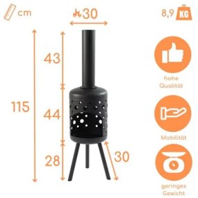 Ohnisko s komínom Gozo Garden Black