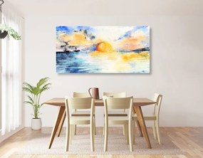 Obraz akvarelové more a zapadajúce slnko Varianta: 120x60