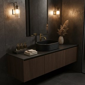 Rea Nicoletta, umývadlo na dosku 500x360x140 mm, imitácia kameňa-čierna, REA-U7345