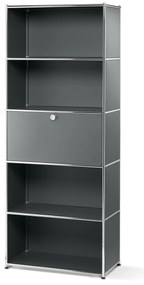 Vysoký kovový regál »CN3« s výklopnou priehradkou, sivý