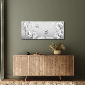 Obraz - Kvetinový dizajn s motýlikmi (120x50 cm)