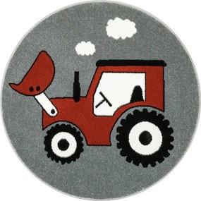 Koberec Lima G753A traktor, červený / sivý kruh