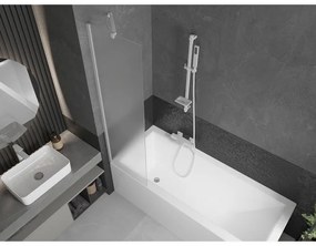 Mexen Next, vaňová zástena 1-krídlová 50 x 150 cm, fixné krídlo, 6 mm námraza sklo, biely profil, 895-050-000-00-30-20