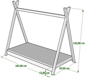 Detská posteľ Teepee 180x80 sosna