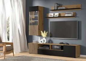 Obývacia stena Aurella D (čierna + dub artisan). Akcia -20%. Vlastná spoľahlivá doprava až k Vám domov. 1124880