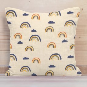 Biante Mušelínová obliečka na vankúš MSN-073 Dúhy na krémovo žltom 45 x 45 cm