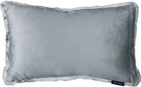 Šedý chlpatý vankúš Tiara s bielymi pruhmi - 30 * 50 * 15cm