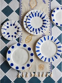 Biele/modré dezertné kameninové taniere v súprave 3 ks ø 22 cm Linora – Bloomingville